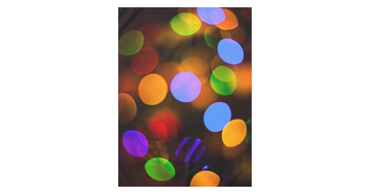 Multicolored Christmas lights. Tablecloth