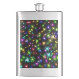 Multicolored Christmas Star Rays Pattern Flask