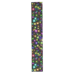 Multicolored Christmas Star Rays Pattern Long Table Runner