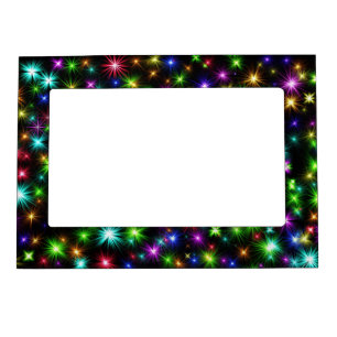 Multicolored Christmas Star Rays Pattern Magnetic Frame