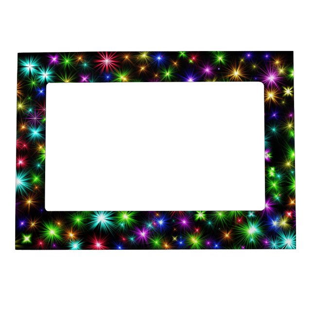 Multicolored Christmas Star Rays Pattern Magnetic Frame (Front)