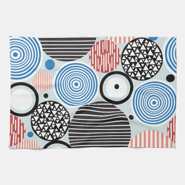 Multicolored circles, graphic pattern design. kitchen towel (Horizontal)