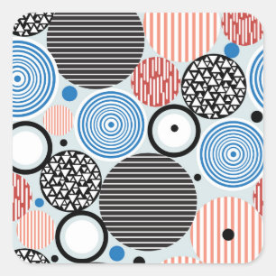 Multicolored circles, graphic pattern design. square sticker