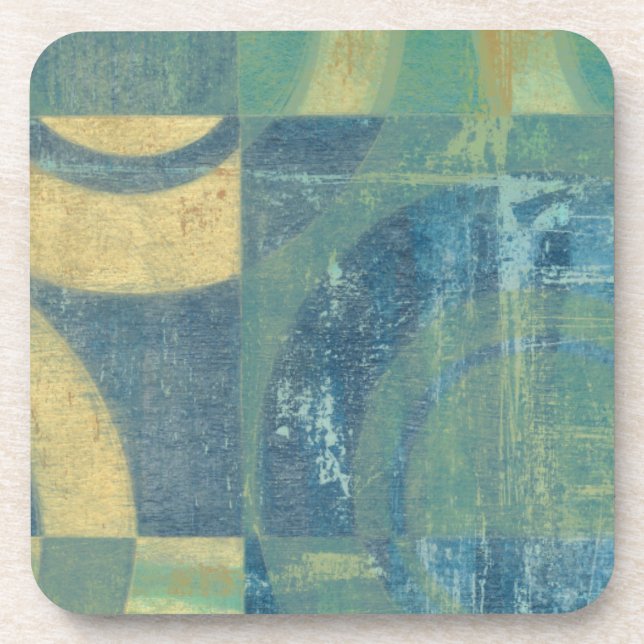 Multicolored Circles & Panels Beverage Coaster (Front)