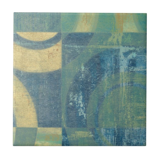 Multicolored Circles & Panels Ceramic Tile (Front)