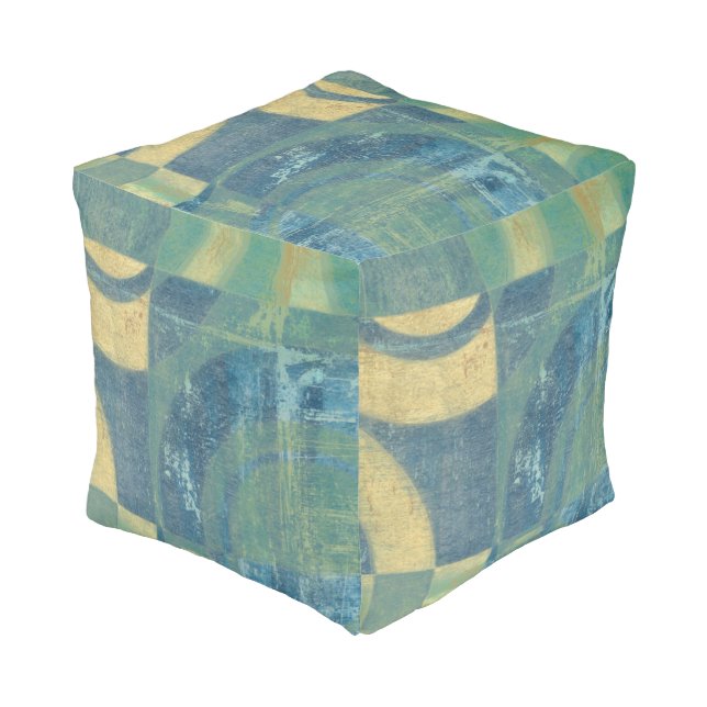 Multicolored Circles & Panels Pouf (Angled Front)