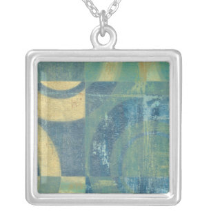 Multicolored Circles & Panels Silver Plated Necklace