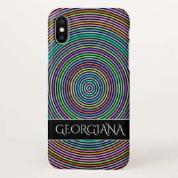 Multicolored Circles/Rings Pattern   Custom Name iPhone X Case