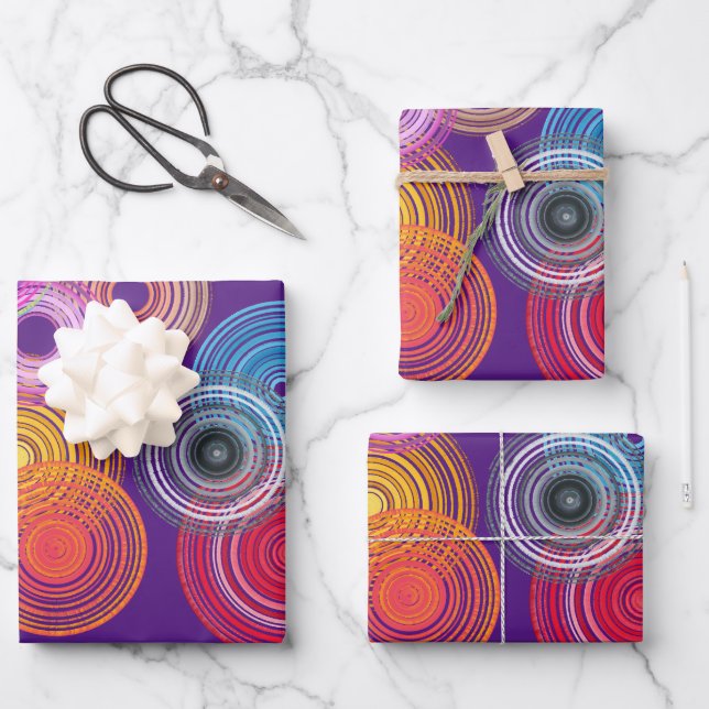 Multicolored circles wrapping paper sheets (Front)