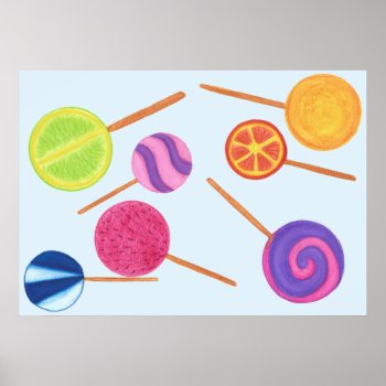 Multicolored Colorful Lollipops Pick Color Posters by Cherylsart at Zazzle