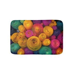 Multicolored concentric circles abstract texture bath mat