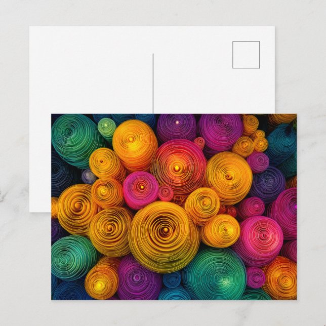 Multicolored concentric circles abstract texture postcard (Front/Back)