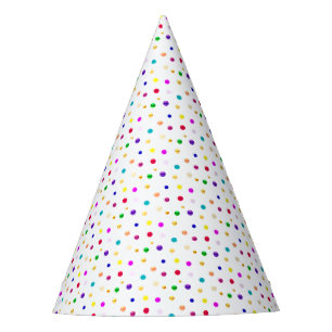 Multicolored Confetti on White Party Hat
