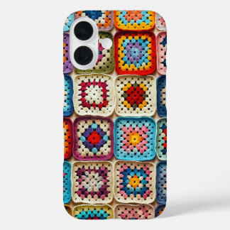 Multicolored Crocheted Granny Square Quilt iPhone 16 Case