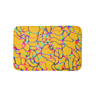 Multicolored Curvy Line Pattern Bath Mat