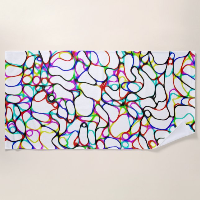 Multicolored Curvy Line Pattern Beach Towel (Front)