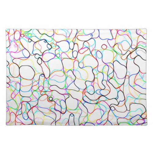 Multicolored Curvy Line Pattern Cloth Placemat