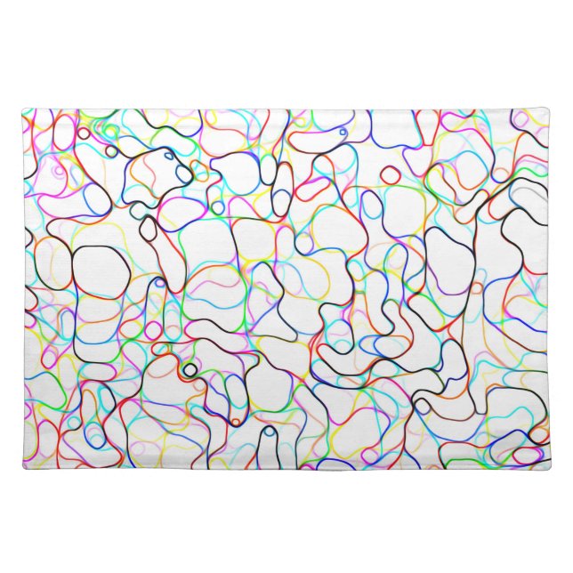 Multicolored Curvy Line Pattern Cloth Placemat (Front)
