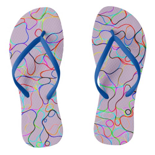 Multicolored Curvy Line Pattern _COOL Flip Flops