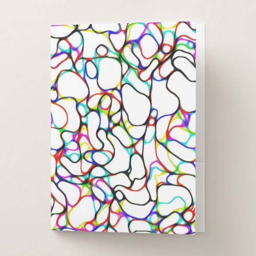 Multicolored Curvy Line Pattern Pocket Folder
