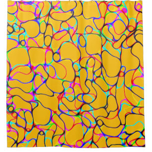 Multicolored Curvy Line Pattern Shower Curtain