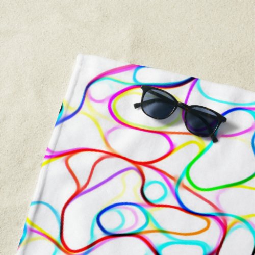 Multicolored Curvy Pattern Beach Towel