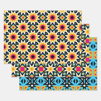 Multicolored Cute Stylish Trendy Patterns Wrapping Paper Sheets
