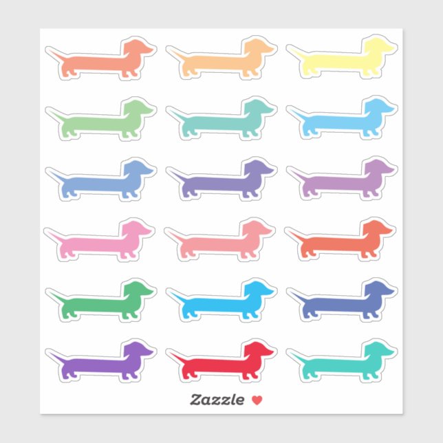 Multicolored Dachshunds. Sticker (Sheet)