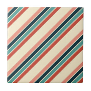 Multicolored diagonal stripes design ceramic tile