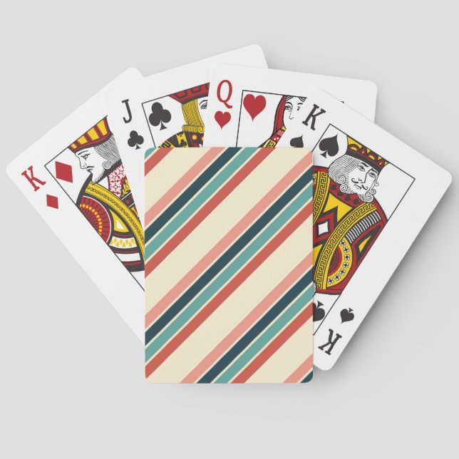 Multicolored diagonal stripes design poker cards (Back)