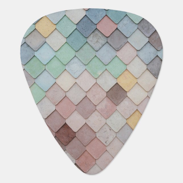 Multicolored Diamond Shape Wall Pattern Guitar Pick (Front)