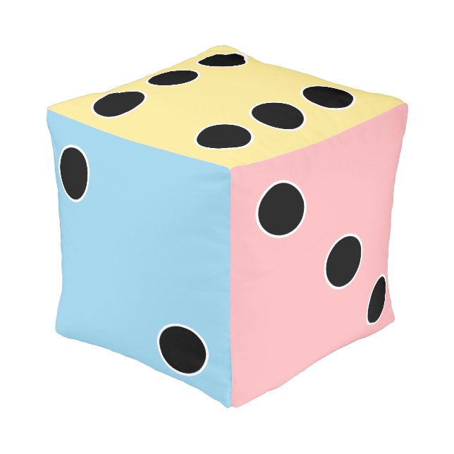Multicolored Dice Cube Pouf (Angled Back)
