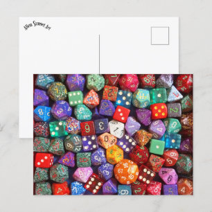 multicolored dice postcard