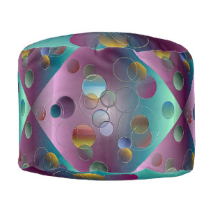 Multicolored Dimensional Circles Pouf
