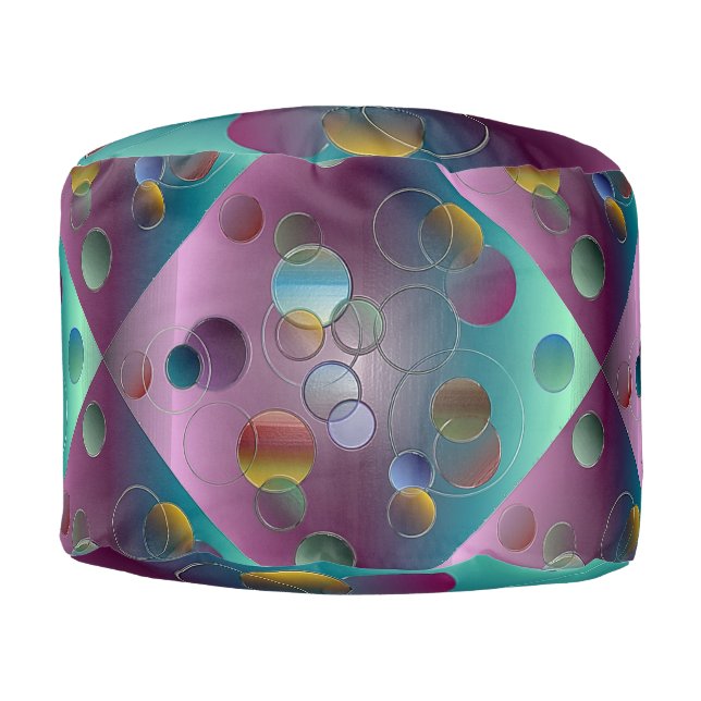 Multicolored Dimensional Circles Pouf (Front)
