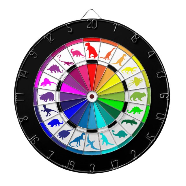 Multicolored Dinosaurs Dart Board (Front)