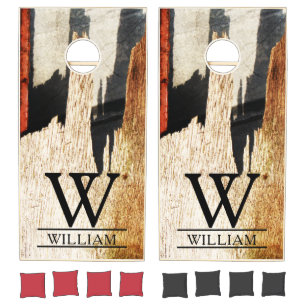 Multicolored Distressed Stained Wood Personalized Cornhole Set
