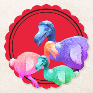 Multicolored Dodo Paper Coasters