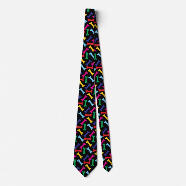 Multicolored dog bone pattern neck tie (Front)