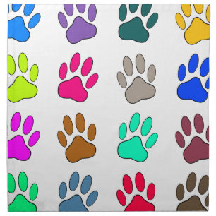 Multicolored Dog Paw Print Pattern Napkin