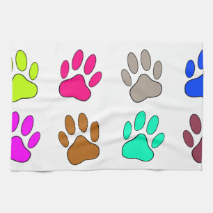 Multicolored Dog Paw Print Pattern Towel