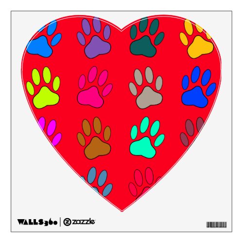 Multicolored Dog Paw Print Pattern Wall Sticker