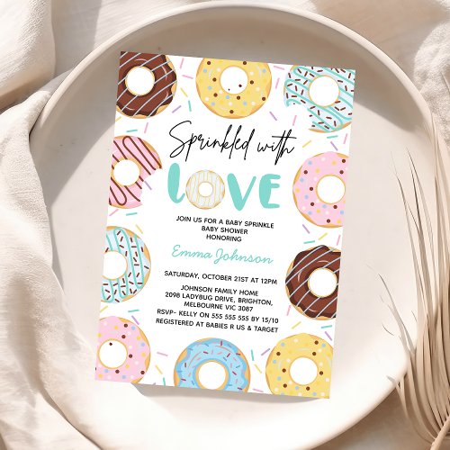 Multicolored Donuts Baby Sprinkle Baby Shower Invitation