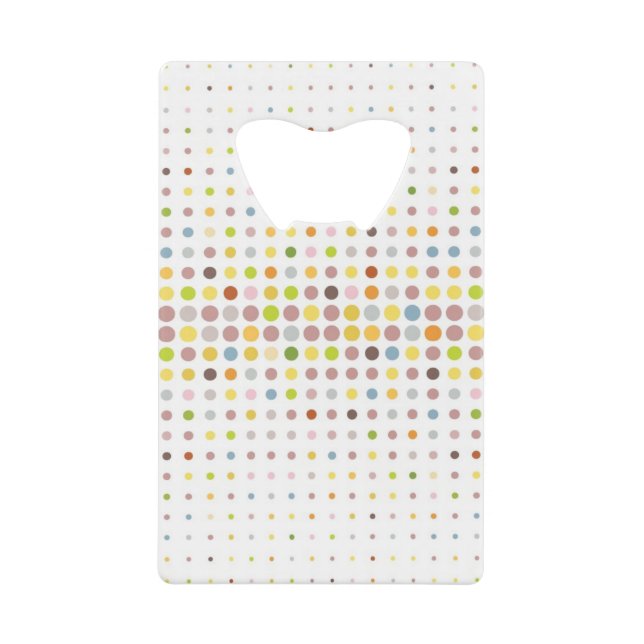 Multicolored dot background credit card bottle opener (Front)