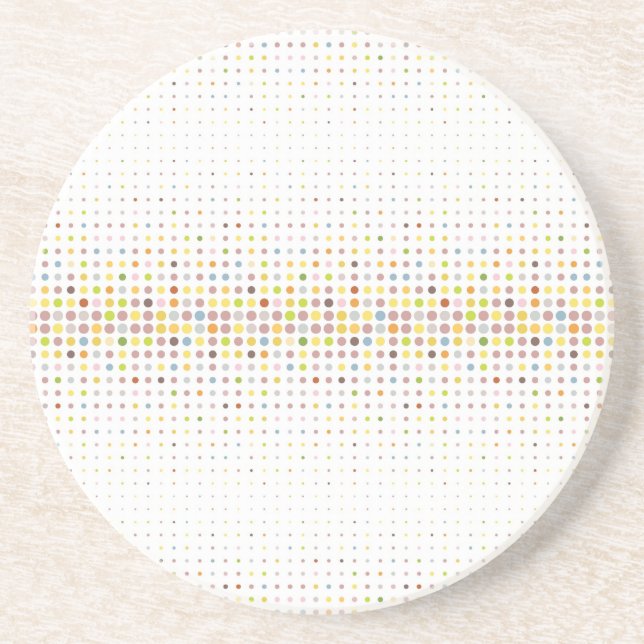 Multicolored dot background drink coaster (Front)
