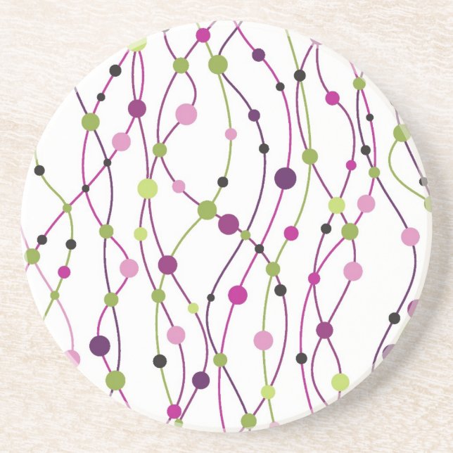 Multicolored dot background drink coaster (Front)