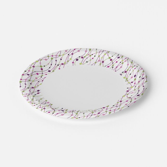 Multicolored dot background paper plates (Angled)