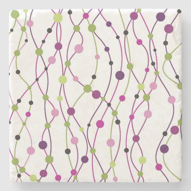 Multicolored dot background stone coaster (Front)