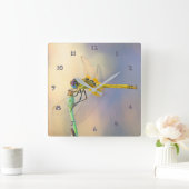 Multicolored Dragonfly Square Wall Clock (Home)