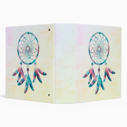 Multicolored Dreamcatcher on Pastel Background 3 Ring Binder